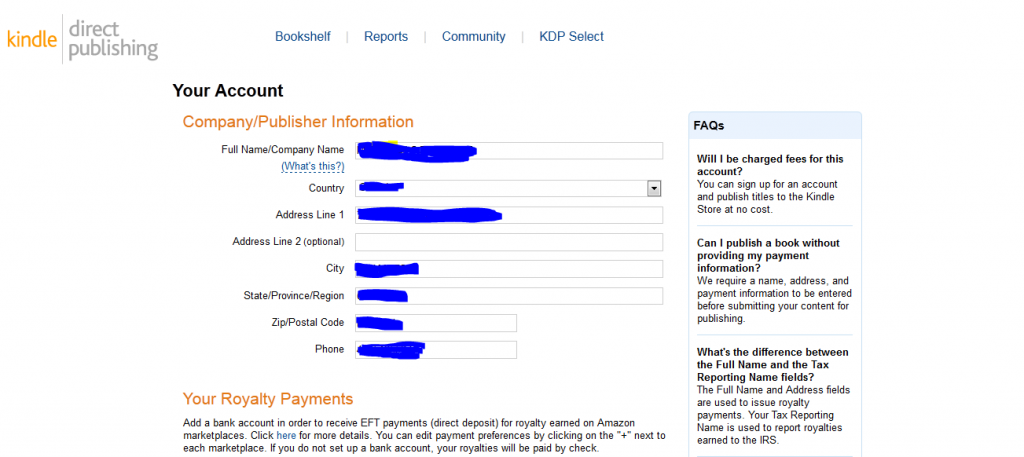KDP account setup